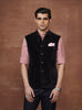BLACK VELOUR WAISTCOAT WITH PIPED ALLURE