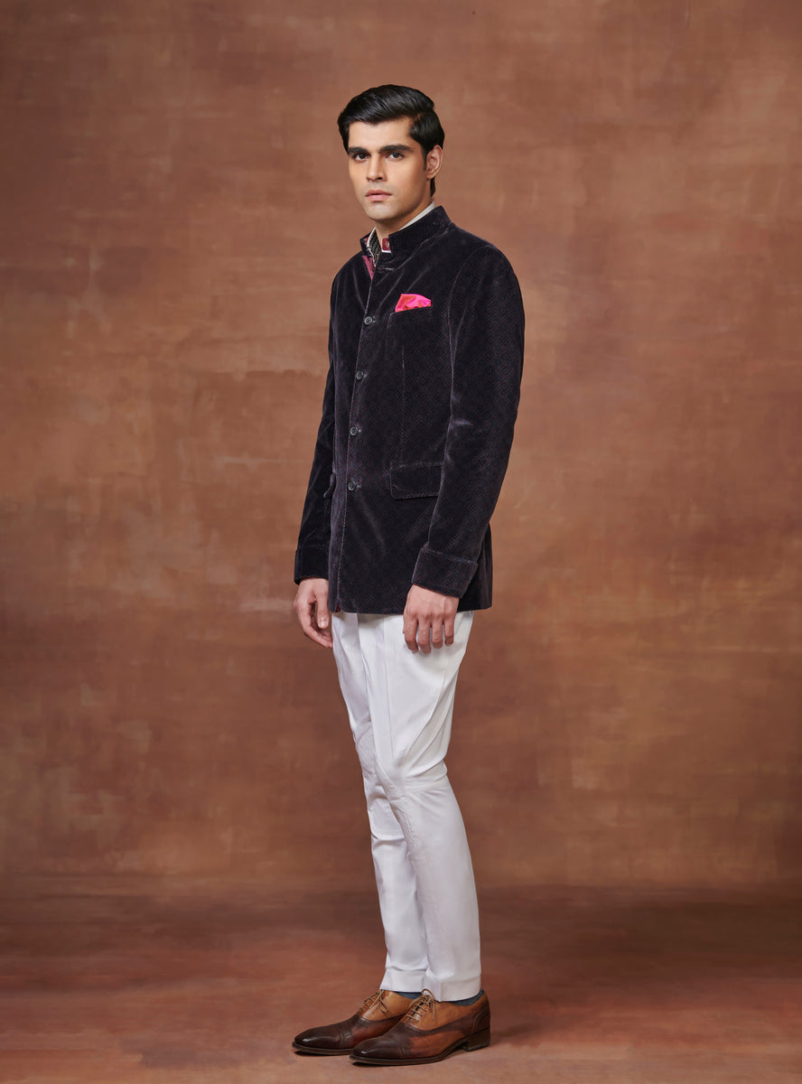 DESIGNER BANDHGALA OUTFIT IN VELVET main image 1