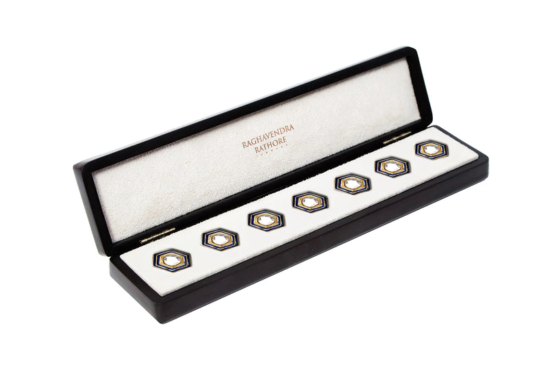 GLEAMING GOLD HEXAGON BUTTON WITH PRECIOUS STONE