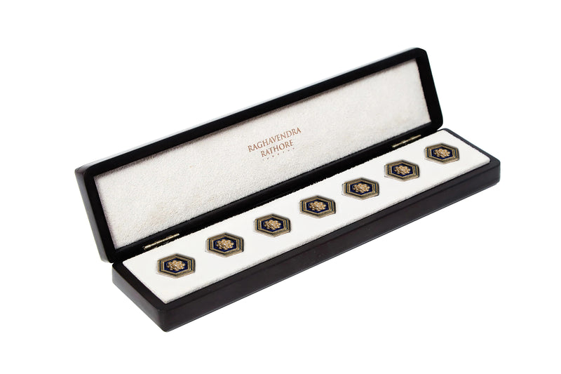 HEXAGONAL AZURE BLOOM BUTTONS SET