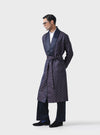 REGAL COMFORT SILK BROCADE ROBE IN LUXURIOUS BLUE AND MAROON