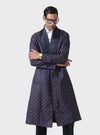REGAL COMFORT SILK BROCADE ROBE IN LUXURIOUS BLUE AND MAROON