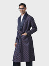 REGAL COMFORT SILK BROCADE ROBE IN LUXURIOUS BLUE AND MAROON