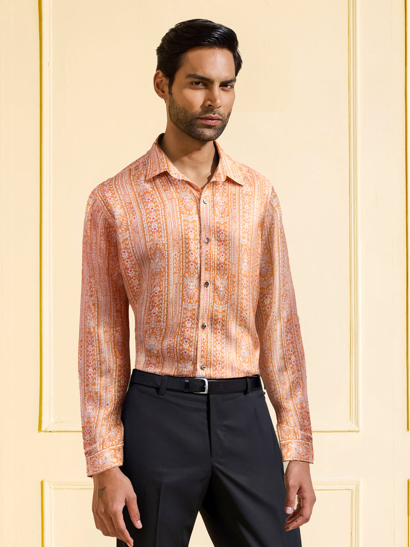 SAFFRON HERITAGE PRINTED SHIRT