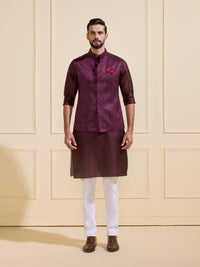 THE DUSKY WINE FINESSE WAISTCOAT OF FESTIVE ELEGANCE