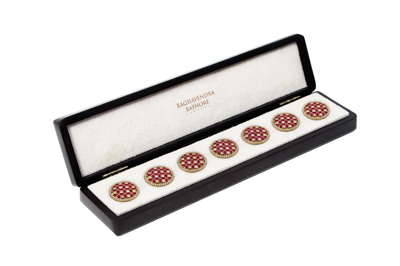 RUBY FLORAL LATTICE JEWEL BUTTON