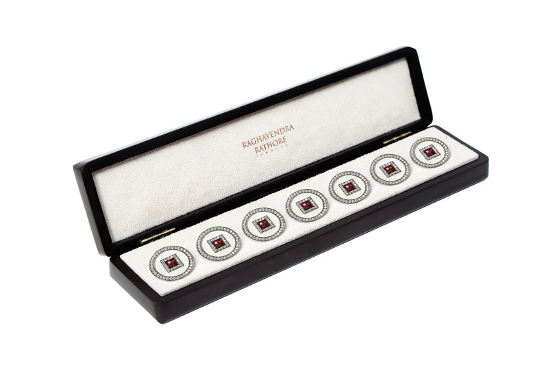 RUBY & IVORY GEOMETRIC JEWEL BUTTON