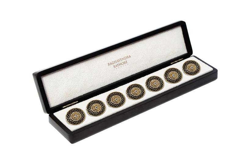 ONYX LATTICE JEWEL BUTTON