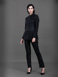 BLACK PANELLED BANDHGALA JACKET