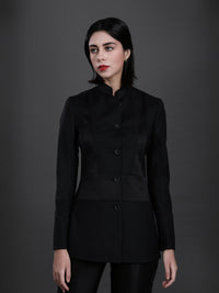 BLACK PANELLED BANDHGALA JACKET