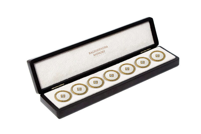 IVORY & GOLD GEOMETRIC JEWEL BUTTON