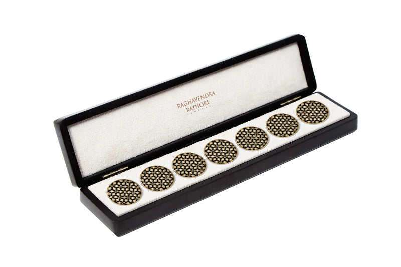 SAPPHIRE GEOMETRIC LATTICE JEWEL BUTTON