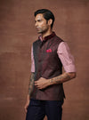 BORDEAUX TWO-TONE WAISTCOAT WITH PATCH POCKETS