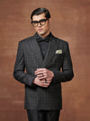 CLASSIC WOOLEN CHECKERED DOUBLE-BREASTED TUXEDO JACKET