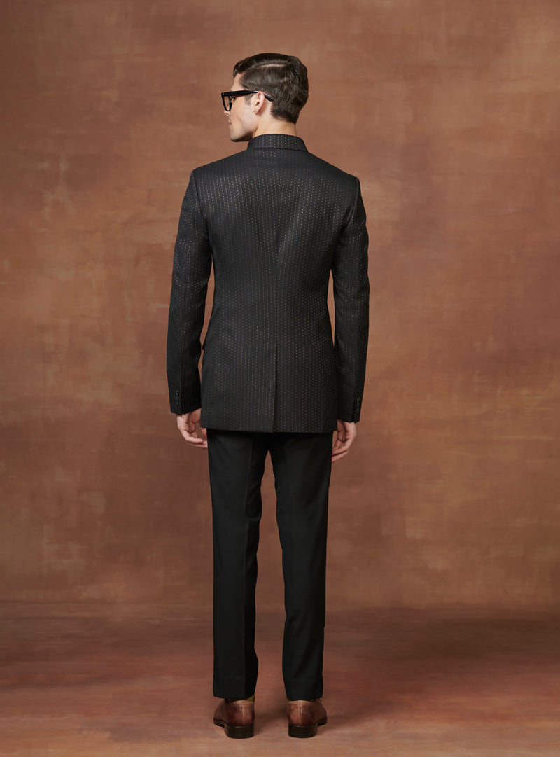 GILDED GRANDEUR BLACK AND GOLD BANDHGALA JACKET