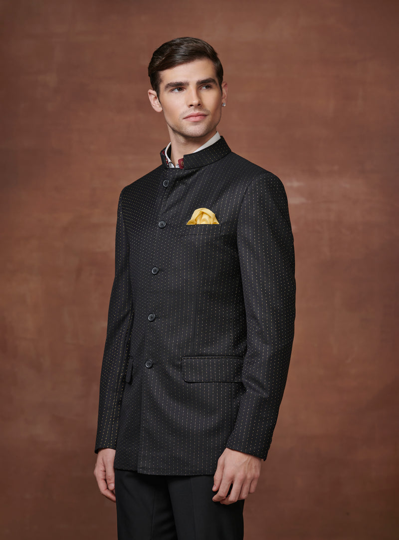 GILDED GRANDEUR BLACK AND GOLD BANDHGALA JACKET