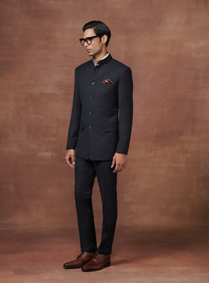 Buy Designer Jet Black Jodhpuri Suit | Manav Ethnic
