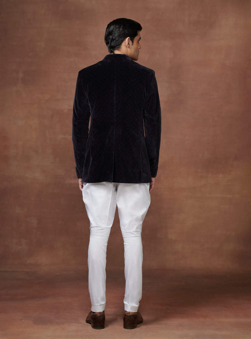 OPULENT ELEGANCE BESPOKE BLACK VELVET BANDHGALA JACKET