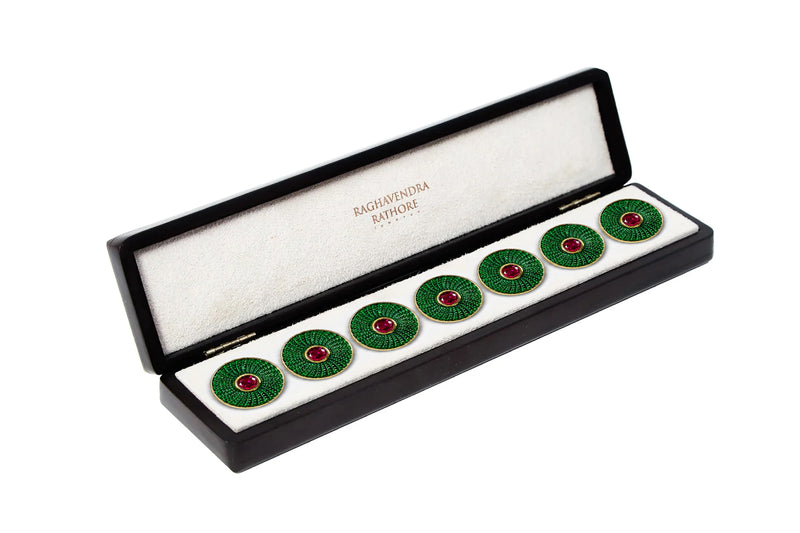 EMERALD & RUBY RADIANT JEWEL BUTTON