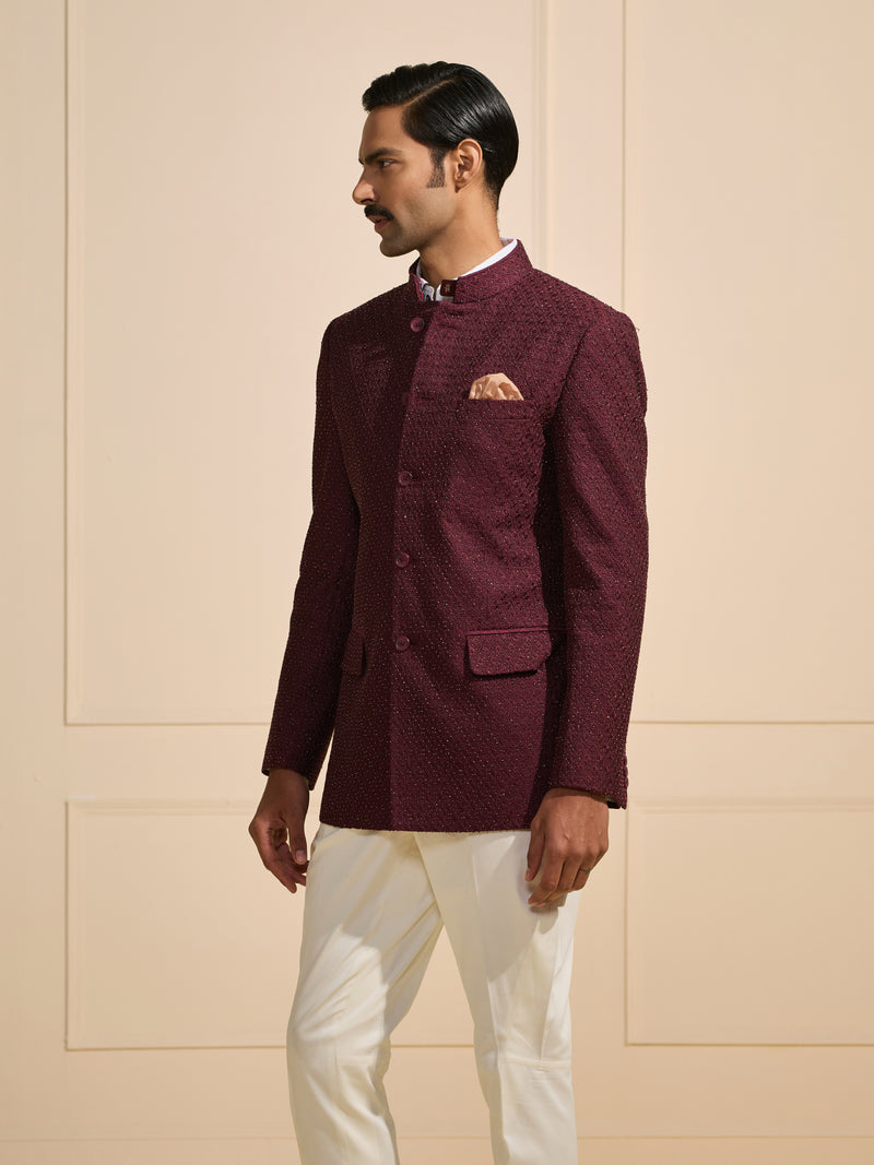 THE MAHARAJA’S MUSE: MAROON ALLURE BANDHGALA