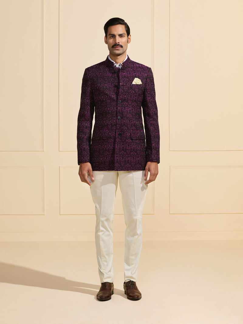 THE ORNATE AMETHYST BANDHGALA FOR THE MODERN CONNOISSEUR