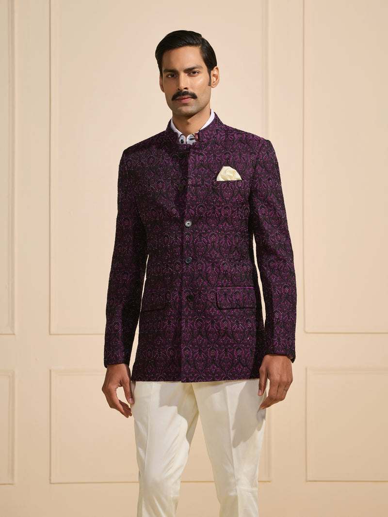 THE ORNATE AMETHYST BANDHGALA FOR THE MODERN CONNOISSEUR