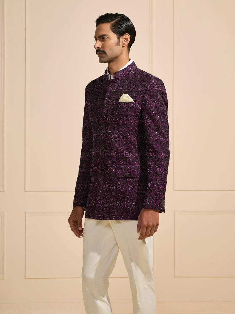THE ORNATE AMETHYST BANDHGALA FOR THE MODERN CONNOISSEUR