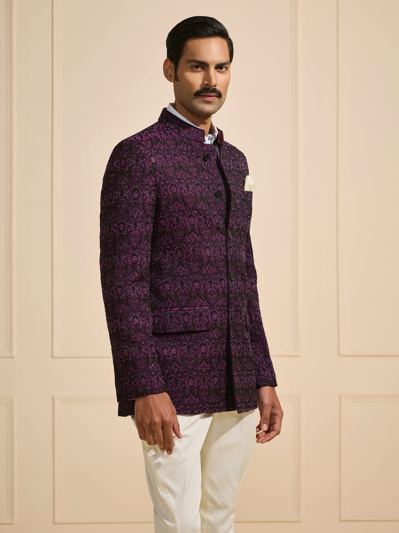 THE ORNATE AMETHYST BANDHGALA FOR THE MODERN CONNOISSEUR