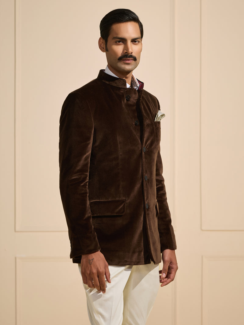 THE REGAL ESPRESSO VELVET BANDHGALA