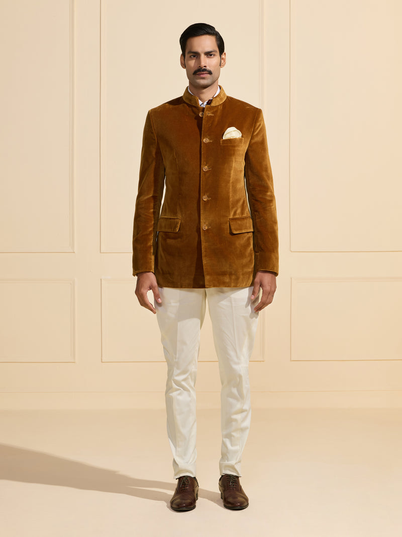 THE REGAL AMBER VELOUR BANDHGALA