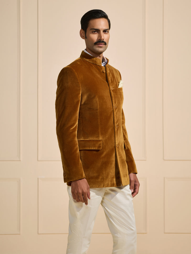 THE REGAL AMBER VELOUR BANDHGALA