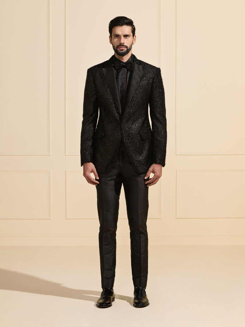 THE STARLIT NOIR: EMBELLISHED BLACK TUXEDO JACKET
