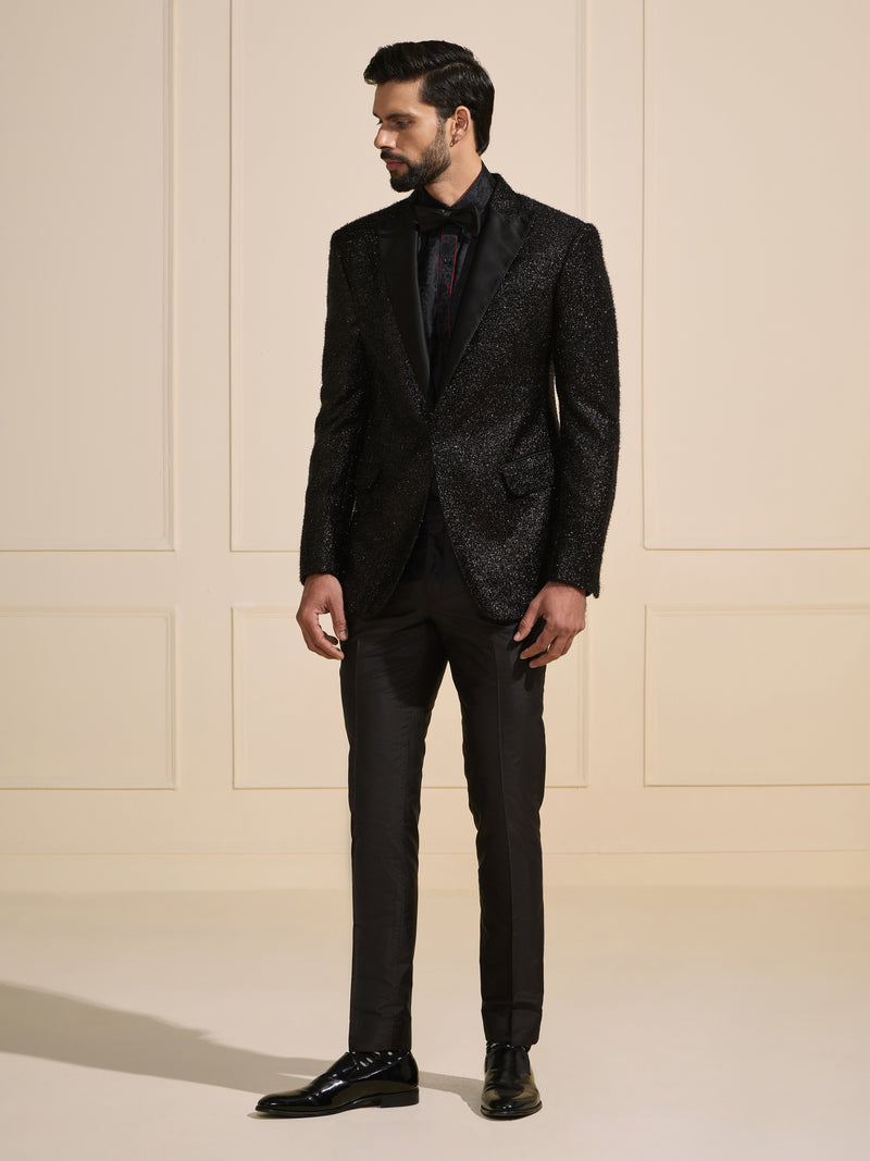 THE STARLIT NOIR: EMBELLISHED BLACK TUXEDO JACKET