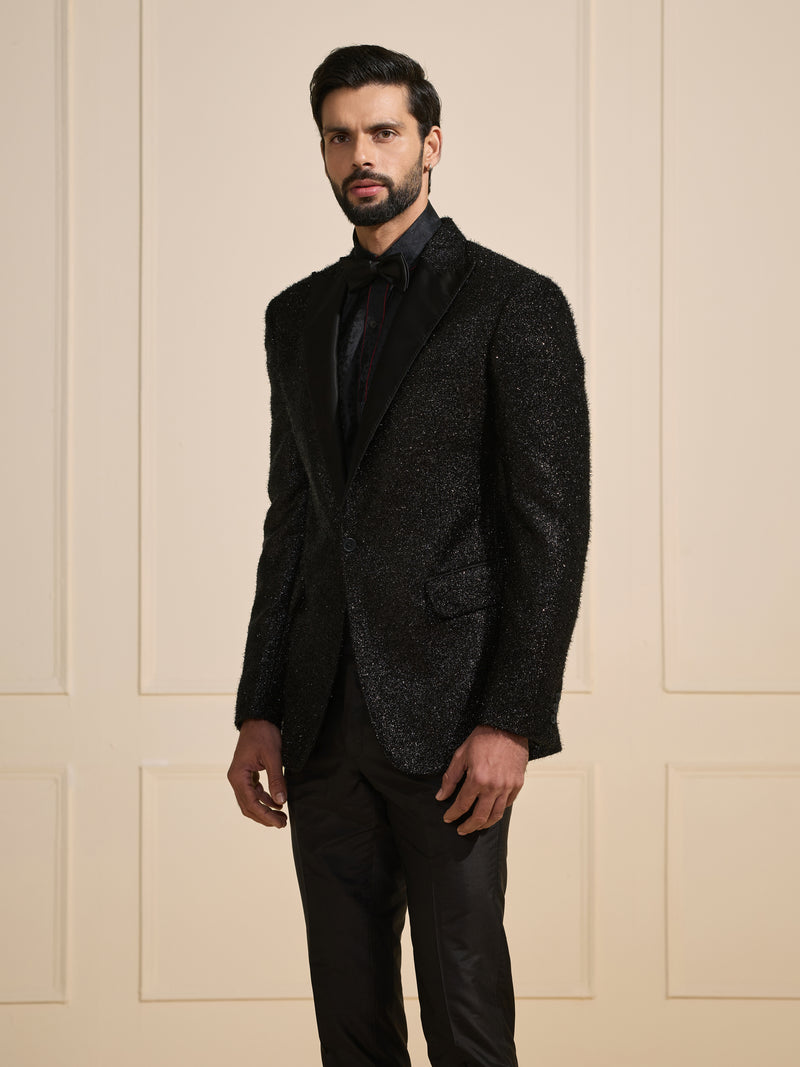 THE STARLIT NOIR: EMBELLISHED BLACK TUXEDO JACKET