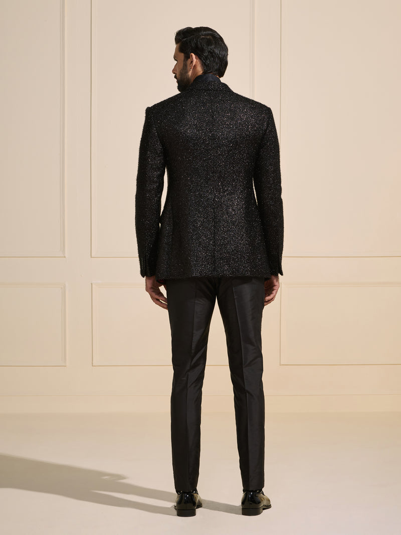 THE STARLIT NOIR: EMBELLISHED BLACK TUXEDO JACKET