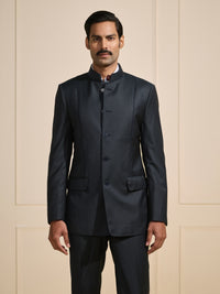 THE SOVEREIGN BLACK BANDHGALA WITH FLAP POCKETS