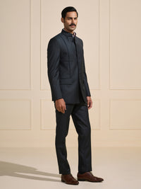 THE SOVEREIGN BLACK BANDHGALA WITH FLAP POCKETS