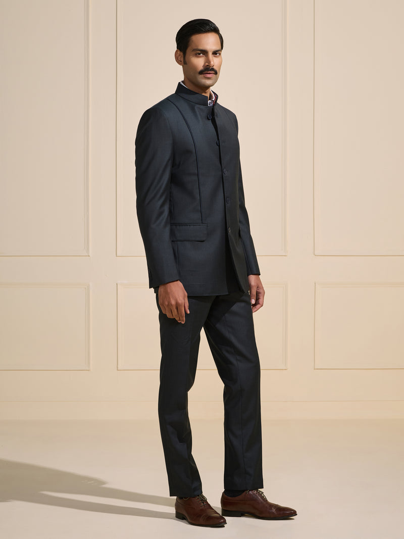 THE SOVEREIGN BLACK BANDHGALA WITH FLAP POCKETS