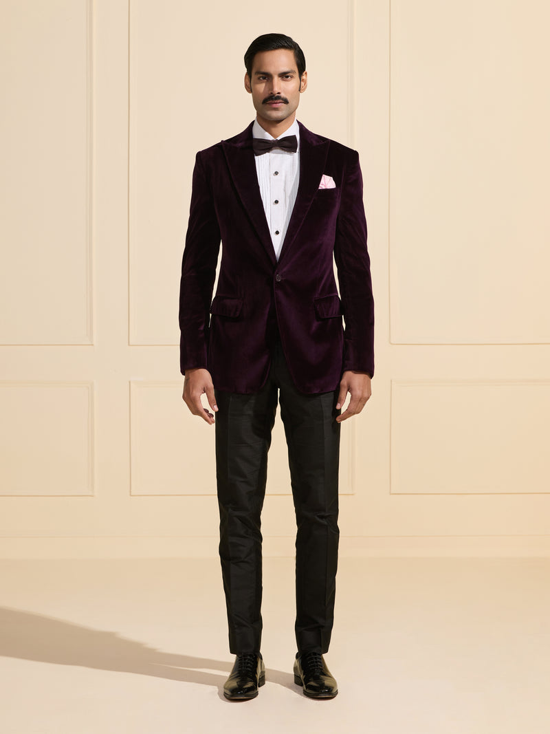 THE REGAL PLUM: VELVET TUXEDO JACKET