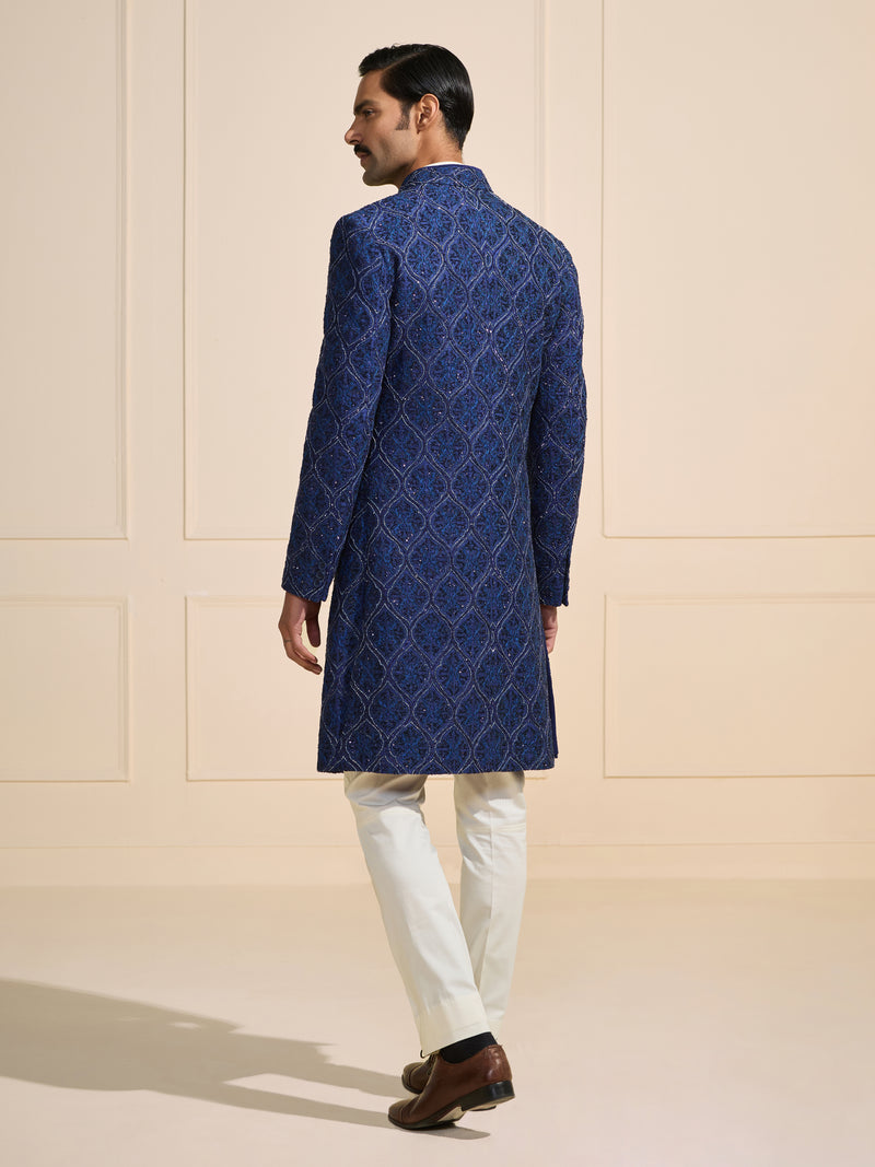 THE AZURE REGALIA BESPOKE PATTERNED ACHKAN