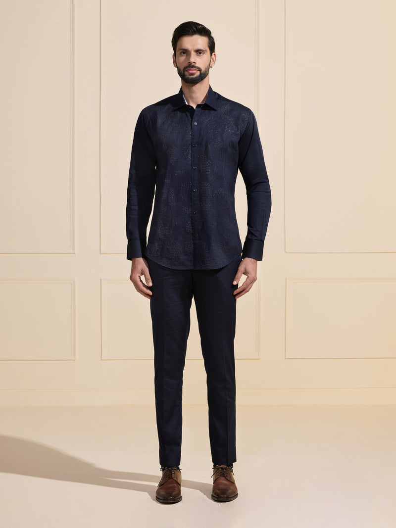 THE MIDNIGHT SPARK: LUXE DARK BLUE SHIRT