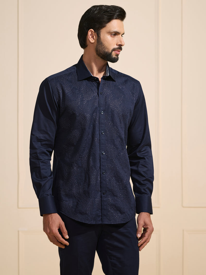 THE MIDNIGHT SPARK: LUXE DARK BLUE SHIRT