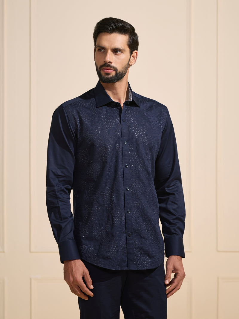 THE MIDNIGHT SPARK: LUXE DARK BLUE SHIRT
