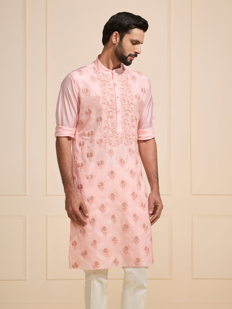 ROSY GLIMMERING GOLD ACCENTED OPULENT KURTA