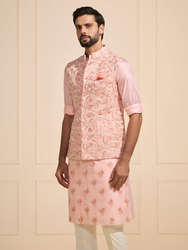 THE GILDED DUSKY ROSE WAISTCOAT WITH FLORAL ACCENT