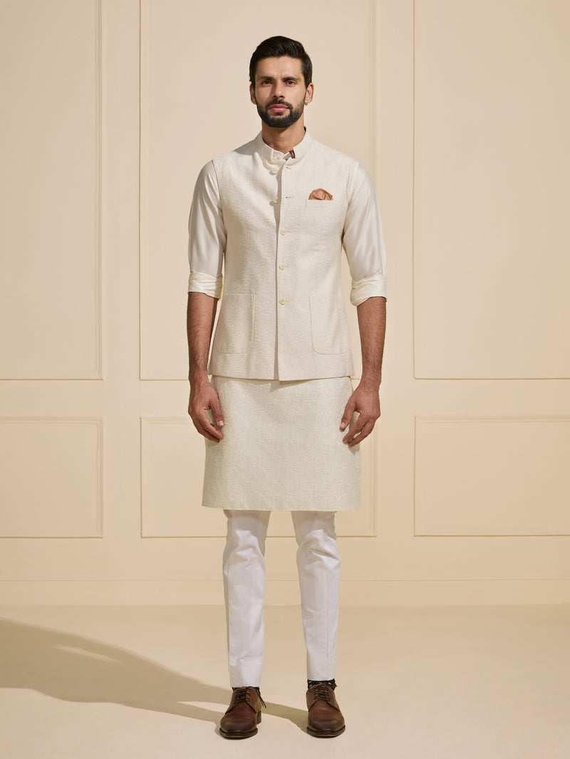 THE SNOWFALL GRACE WHITE BESPOKE WAISTCOAT