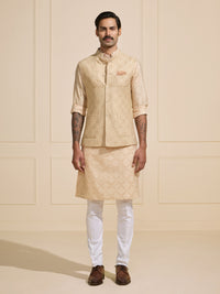 THE BEIGE PATTERNED SOPHISTICATION: WOVEN WAISTCOAT