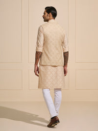 THE BEIGE PATTERNED SOPHISTICATION: WOVEN WAISTCOAT