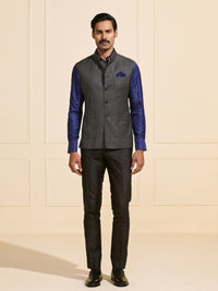 THE STORM GREY WOVEN SLEEK WAISTCOAT