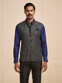 THE STORM GREY WOVEN SLEEK WAISTCOAT